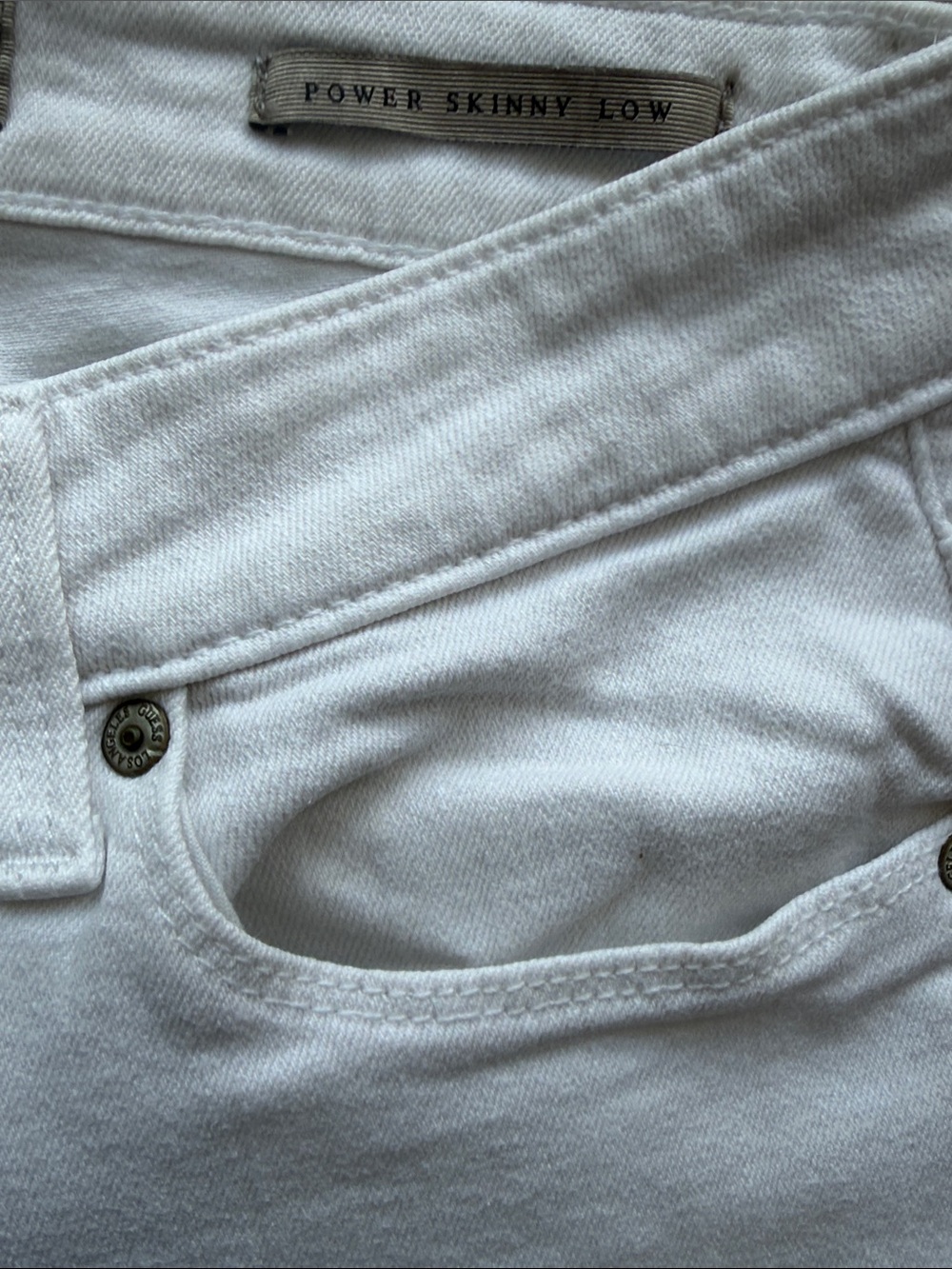 Guess White Denim Power Skinny Low Rise Jean Cotton/Spandex Blend 5 Pocket-27W - Picture 13 of 13